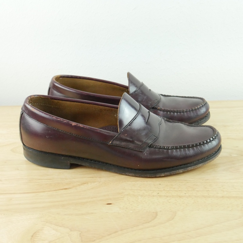 GH Bass Mens Logan Penny Loafers Burgundy Leather Slip On Shoes‎ 10 EEE Preppy